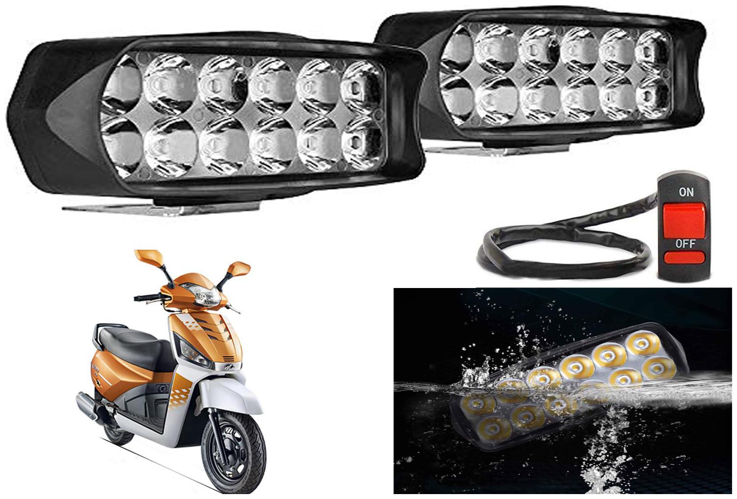 

SHOP4U L22 Waterproof 12 LED Fog Light Head Lamp for Mahindra Gusto 125 (Set of 2 Free On Off Switch)