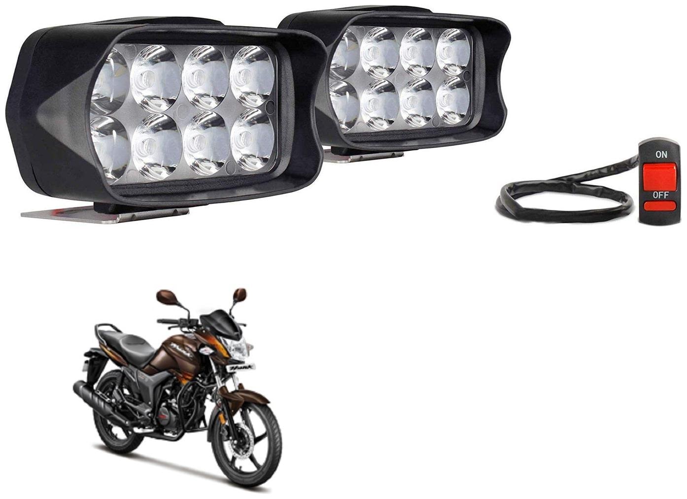 

SHOP4U Shillon 8 LED Fog Light Mirror Mount Driving Spot Lamp with On Off Switch For Hero Hunk ( Black Pack of 2 )