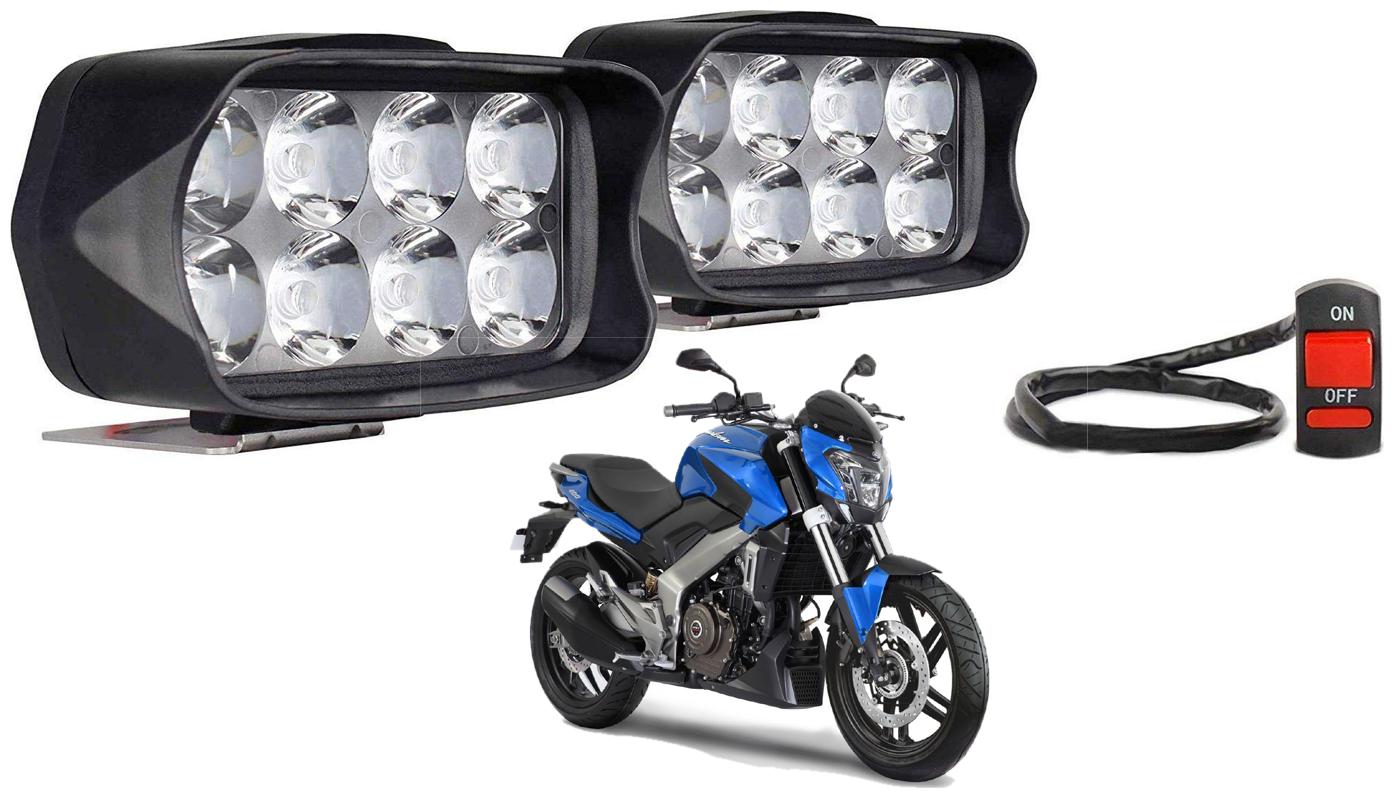 

SHOP4U Shillon 8 LED Fog Light Mirror Mount Driving Spot Lamp with On Off Switch For Bajaj Dominar 400 ( Black Pack of 2 )