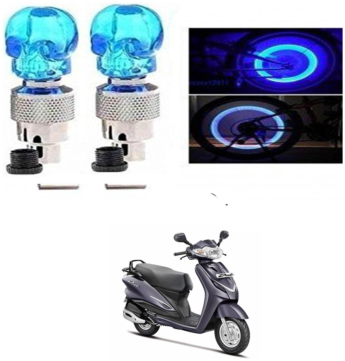 

SHOP4U Skull Wheel Tyre Light With Motion Sensor for Hero Duet (Blue Pack of 2 )
