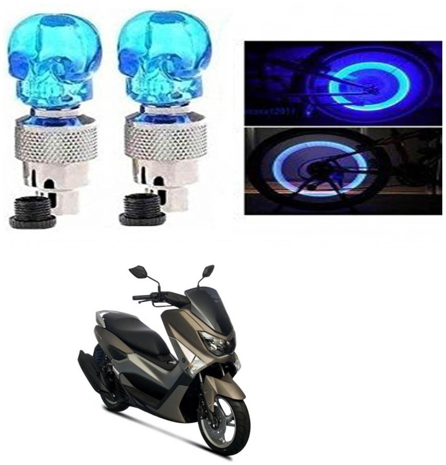 

SHOP4U Skull Wheel Tyre Light With Motion Sensor for Yamaha N Max 155 (Blue Pack of 2 )