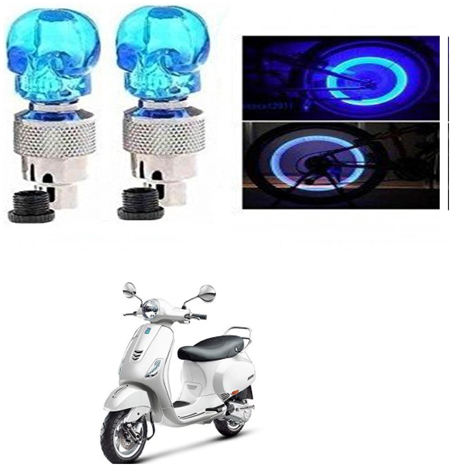 

SHOP4U Skull Wheel Tyre Light With Motion Sensor for PIAGGIO VESPA VXL 125 (Blue Pack of 2 )