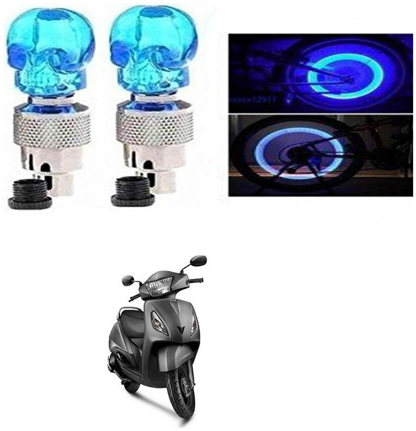 

SHOP4U Skull Wheel Tyre Light With Motion Sensor for TVS Jupiter (Blue Pack of 2 )