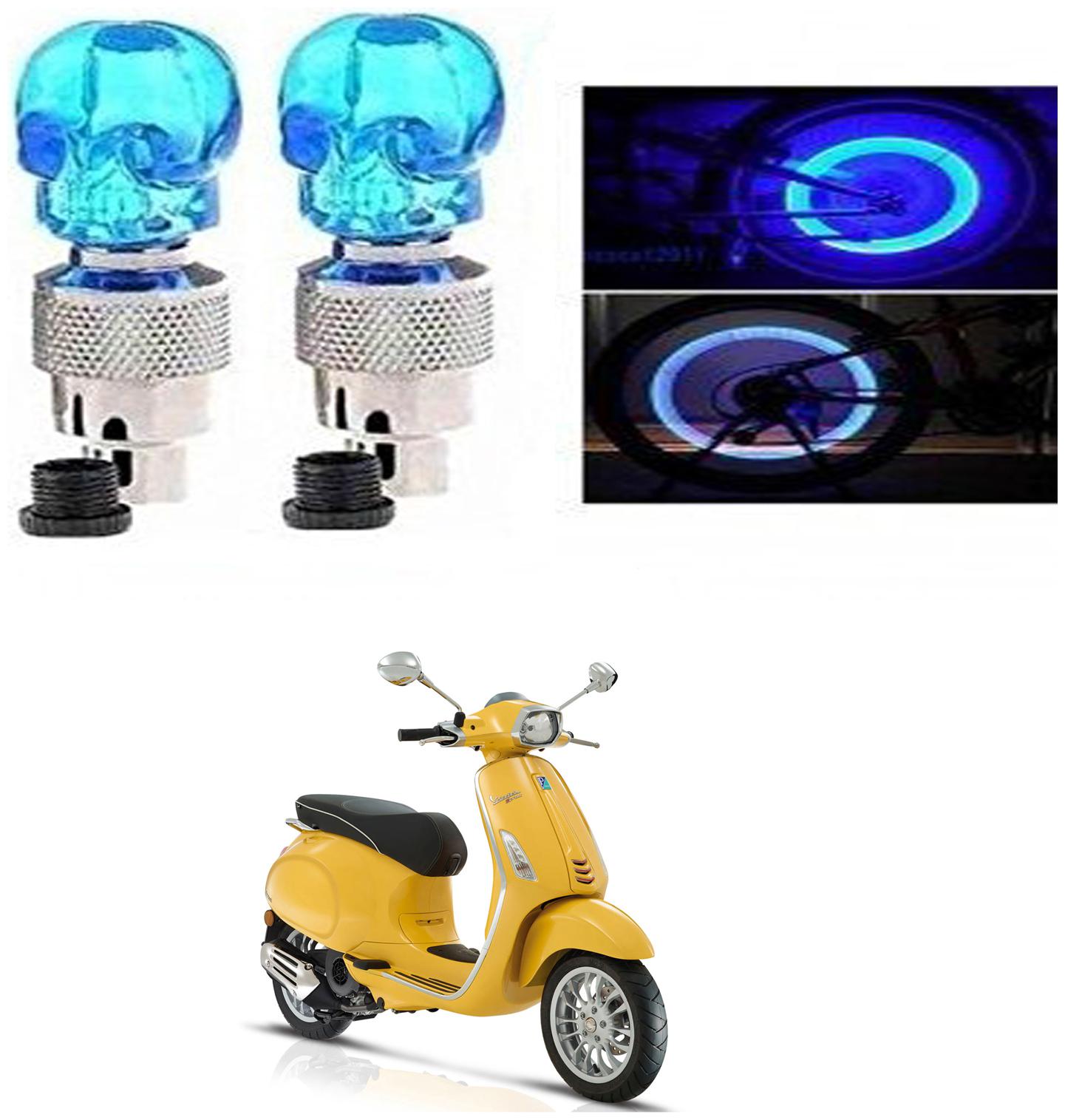 

SHOP4U Skull Wheel Tyre Light With Motion Sensor for PIAGGIO VESPA ELEGAN 0 5 (Blue Pack of 2 )