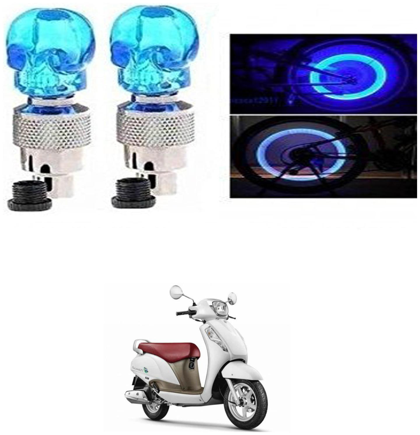 

SHOP4U Skull Wheel Tyre Light With Motion Sensor for Suzuki Access 125 (Blue Pack of 2 )