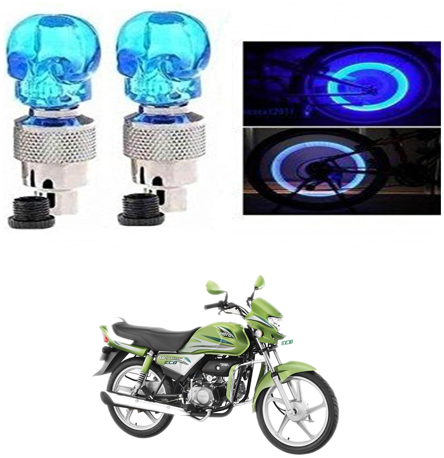 

SHOP4U Skull Wheel Tyre Light With Motion Sensor for Hero HF Deluxe Eco (Blue Pack of 2 )