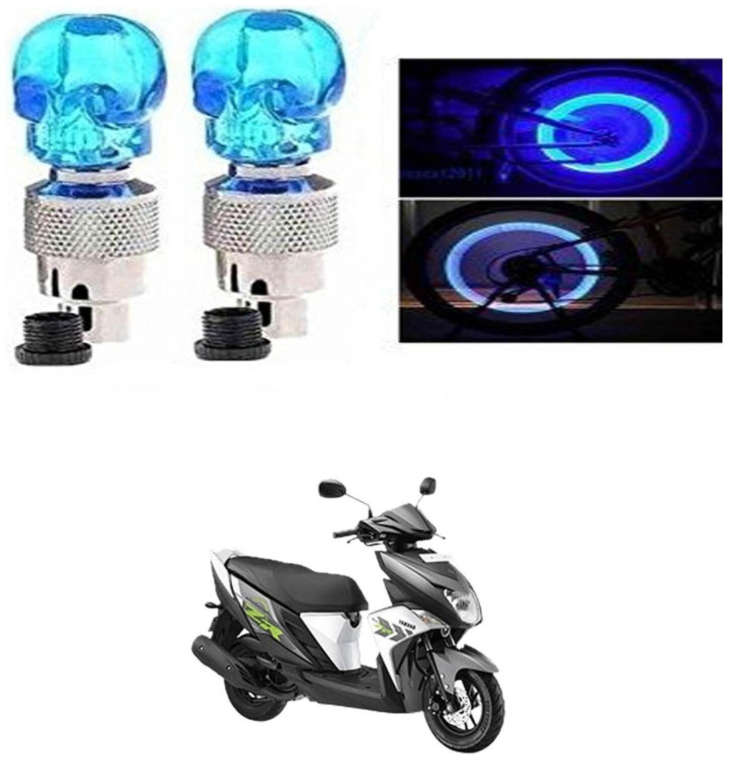 

SHOP4U Skull Wheel Tyre Light With Motion Sensor for Yamaha Ray ZR (Blue Pack of 2 )
