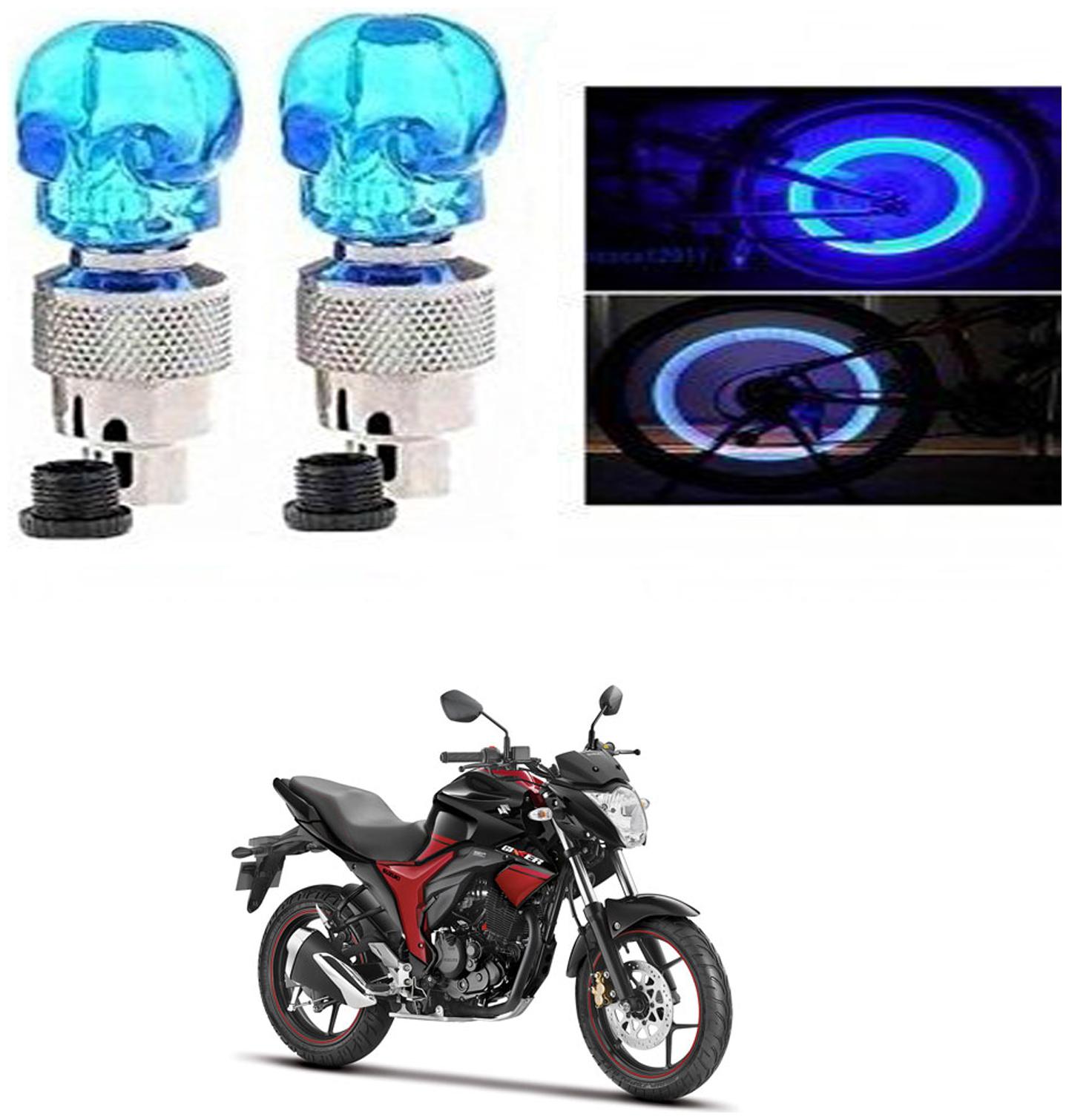 

SHOP4U Skull Wheel Tyre Light With Motion Sensor for Suzuki Gixxer (Blue Pack of 2 )