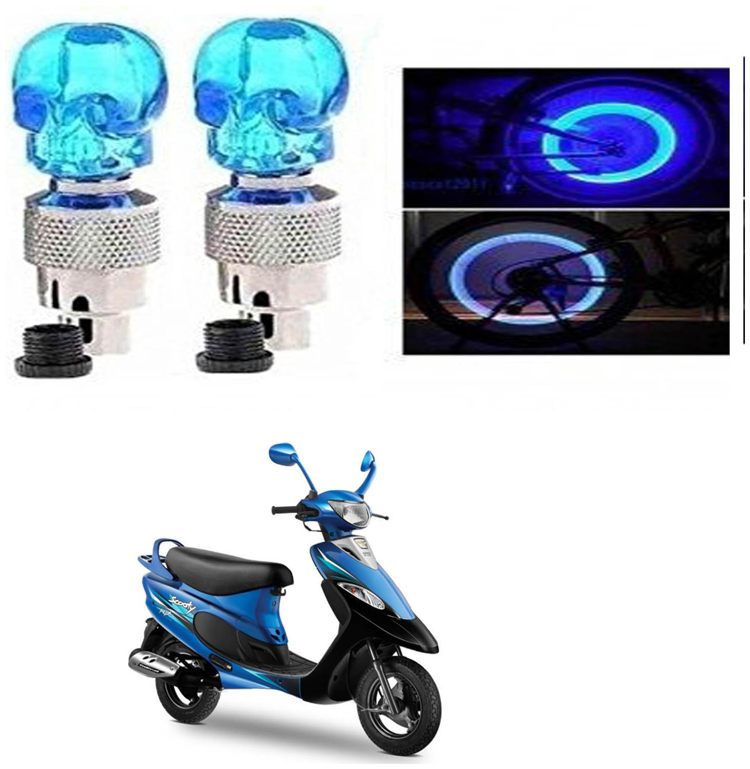 

SHOP4U Skull Wheel Tyre Light With Motion Sensor for TVS Scooty PEP Plus (Blue Pack of 2 )