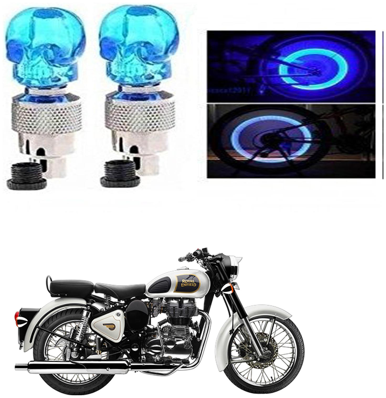 

SHOP4U Skull Wheel Tyre Light With Motion Sensor for Royal Enfield Classic 350 (Blue Pack of 2 )
