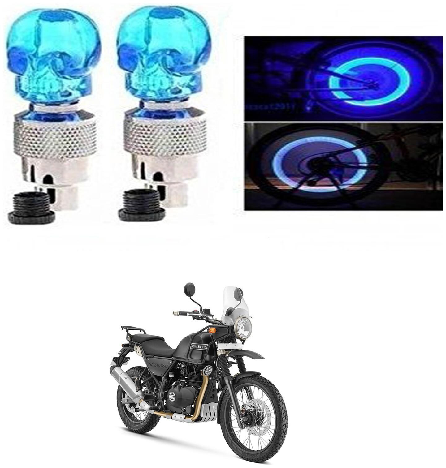 

SHOP4U Skull Wheel Tyre Light With Motion Sensor for Royal Enfield Himalayan (Blue Pack of 2 )