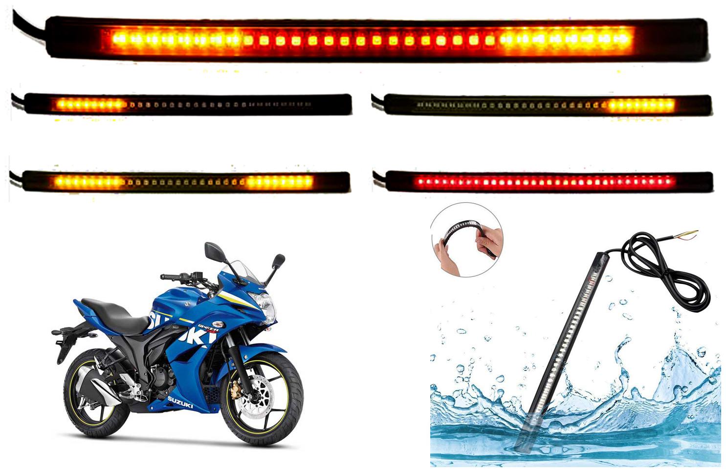 

SHOP4U SMD Flexible LED Strip Tail Light Brake Light with Turn Indicator Signals for Suzuki Gixxer 250