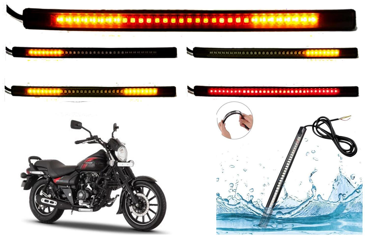 

SHOP4U SMD Flexible LED Strip Tail Light Brake Light with Turn Indicator Signals for Bajaj Avenger Street 150
