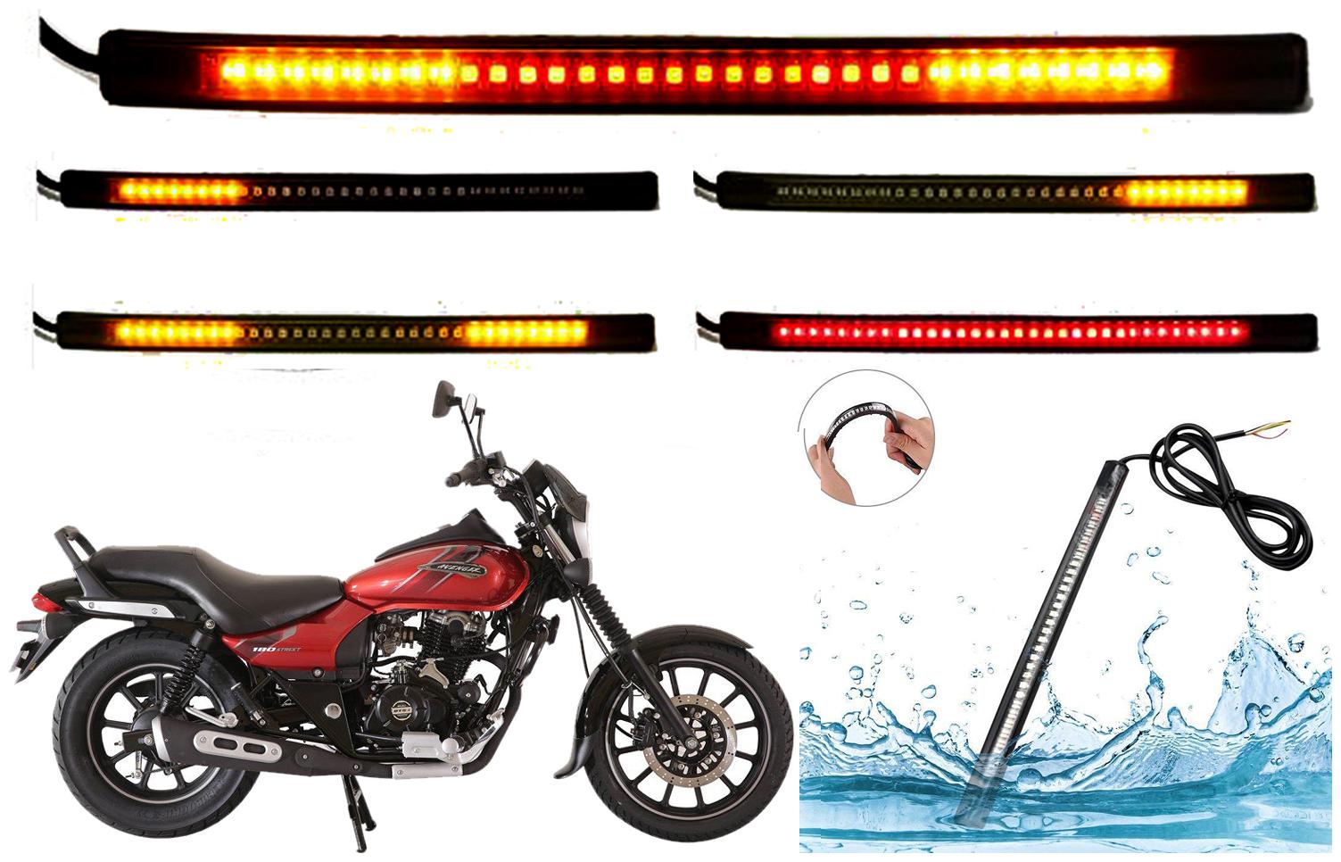 

SHOP4U SMD Flexible LED Strip Tail Light Brake Light with Turn Indicator Signals for Bajaj Avenger 180