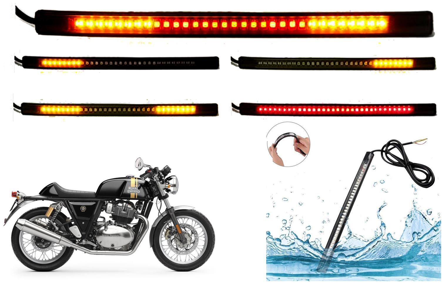 

SHOP4U SMD Flexible LED Strip Tail Light Brake Light with Turn Indicator Signals for Royal Enfield Continental STD