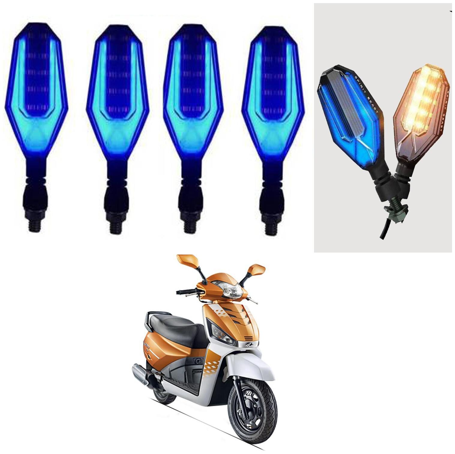 

SHOP4U U Shape Side Blinker LED Indicator Light Front Rear Light for Mahindra Gusto 125 ( Blue and Yellow )