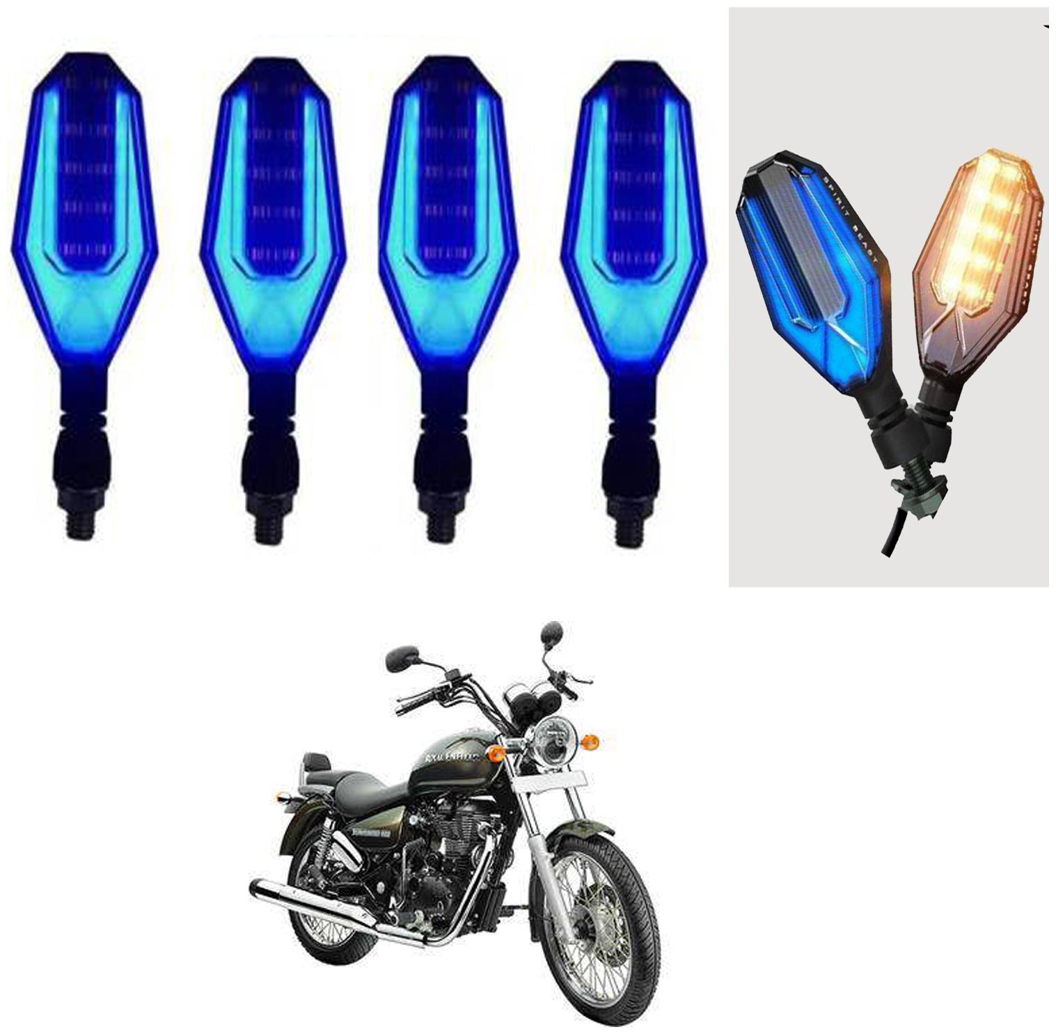 

SHOP4U U Shape Side Blinker LED Indicator Light Front Rear Light for Royal Enfield Thunderbird 350 ( Blue and Yellow )