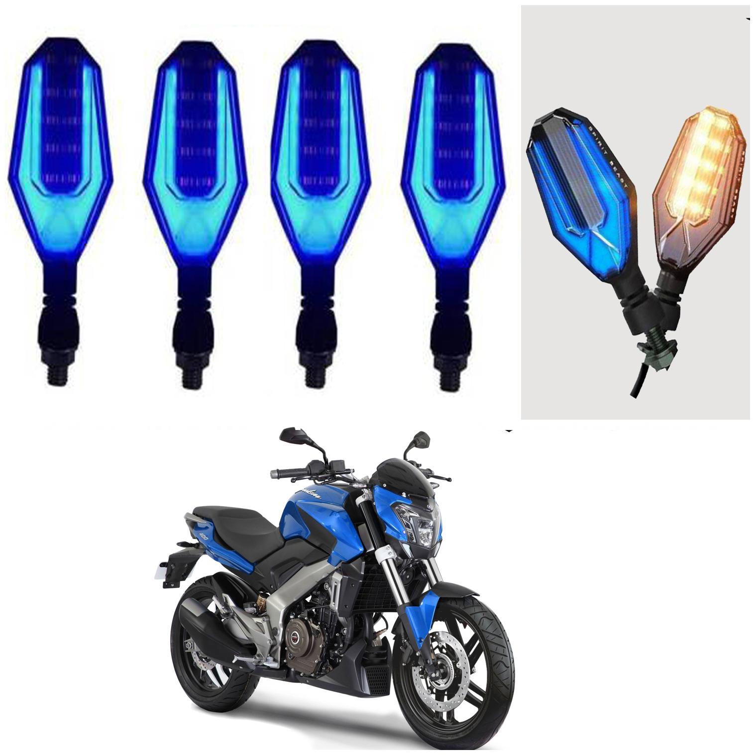 

SHOP4U U Shape Side Blinker LED Indicator Light Front Rear Light for Bajaj Dominar 400 ( Blue and Yellow )