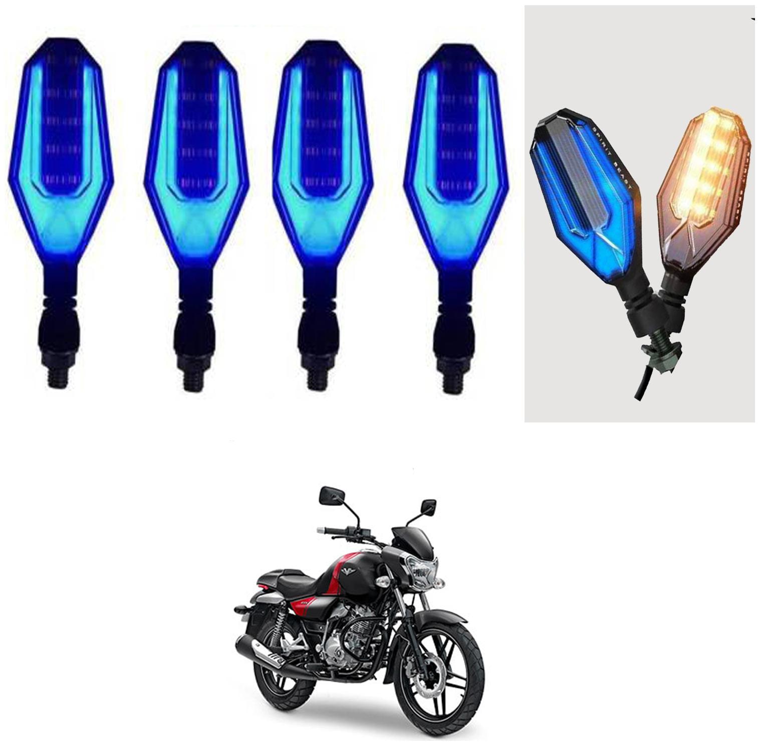 

SHOP4U U Shape Side Blinker LED Indicator Light Front Rear Light for Bajaj V15 ( Blue and Yellow )