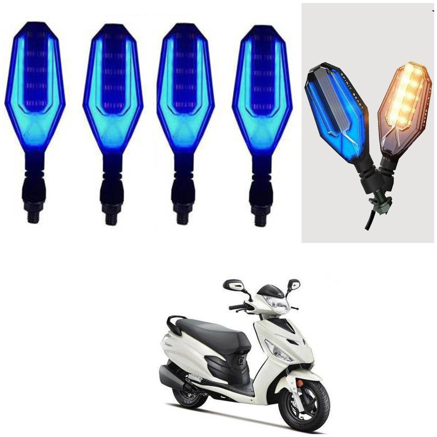 

SHOP4U U Shape Side Blinker LED Indicator Light Front Rear Light for Hero Dash ( Blue and Yellow )