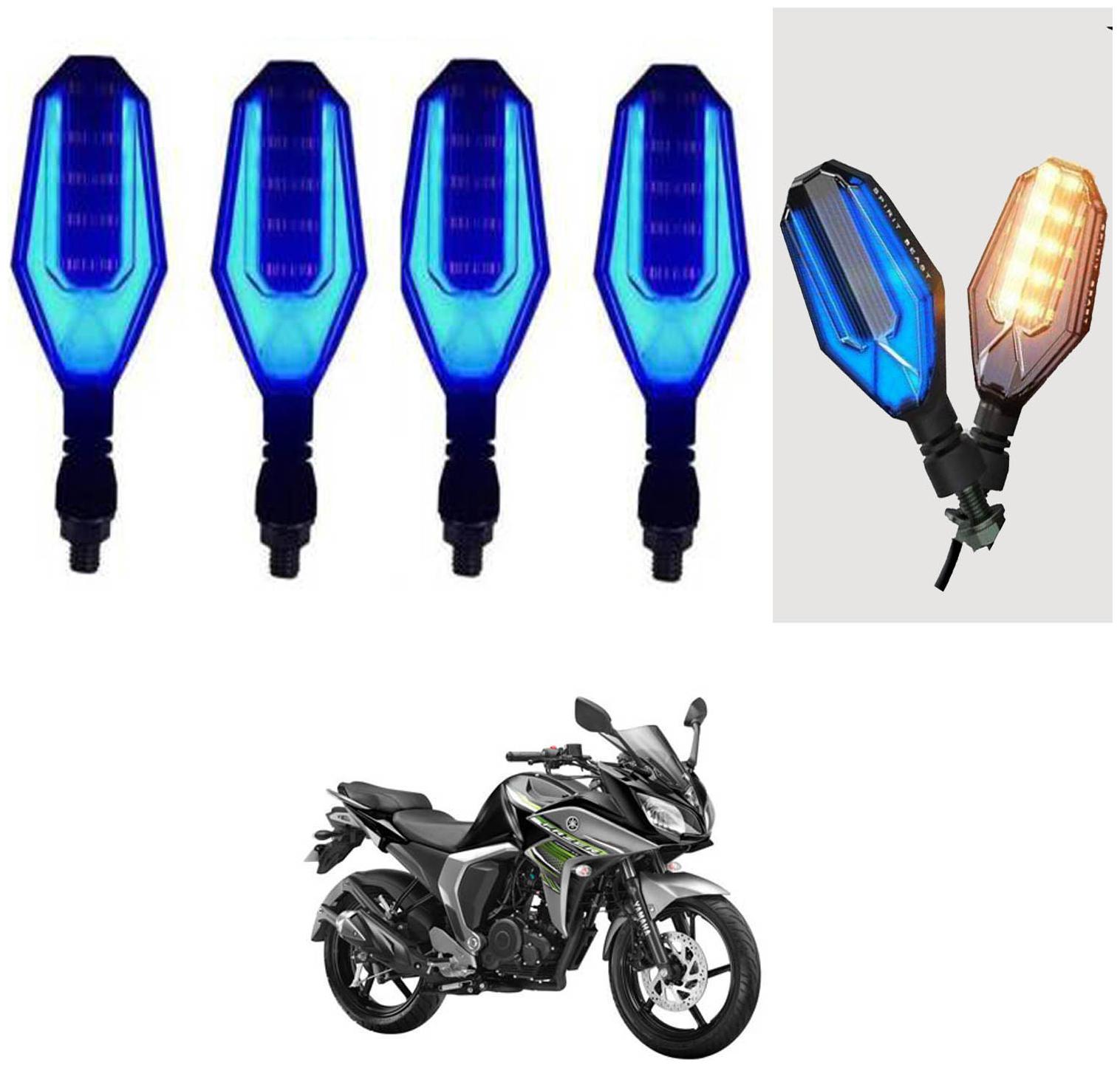 

SHOP4U U Shape Side Blinker LED Indicator Light Front Rear Light for Yamaha Fazer-FI ( Blue and Yellow )