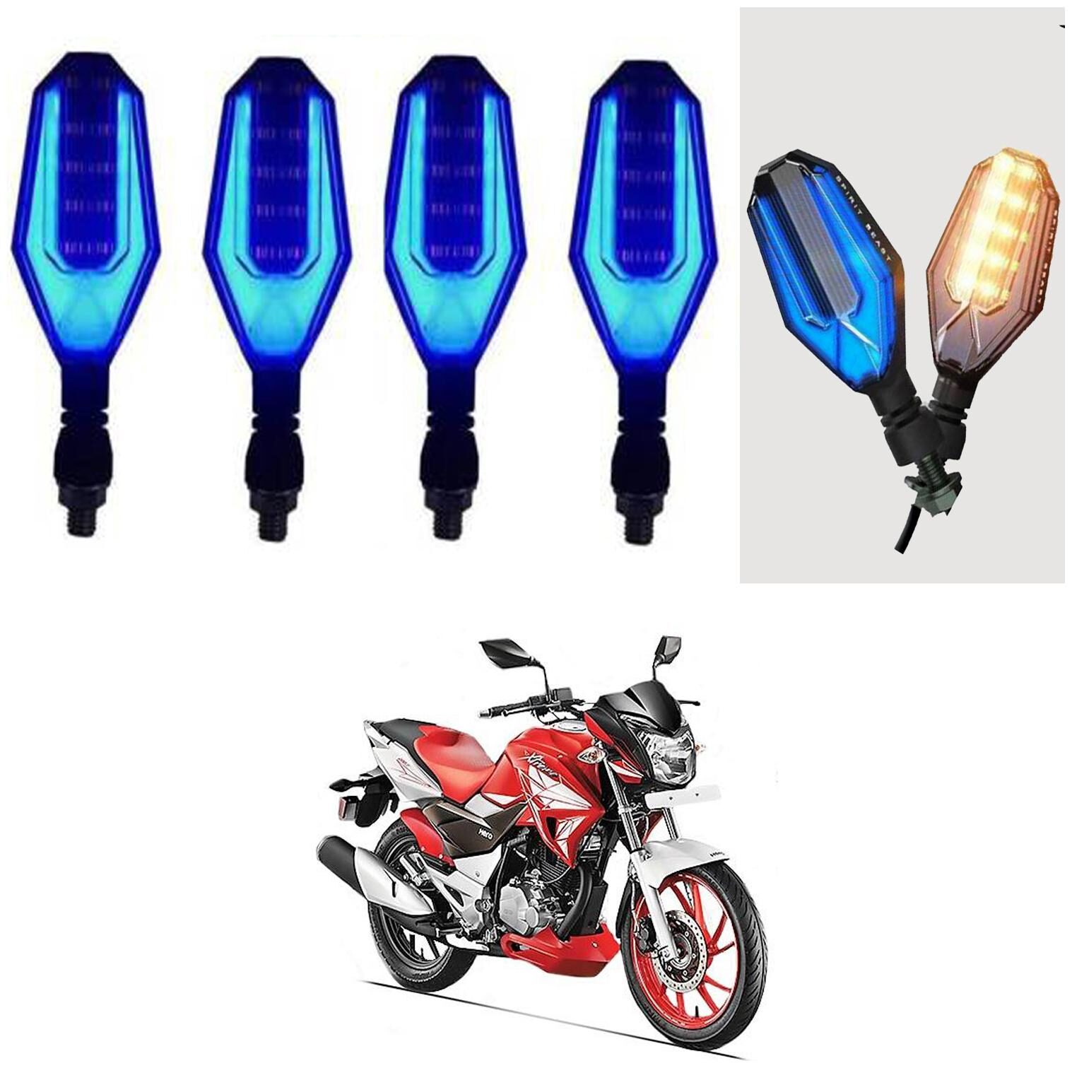 

SHOP4U U Shape Side Blinker LED Indicator Light Front Rear Light for Hero Xtreme 2005 ( Blue and Yellow )