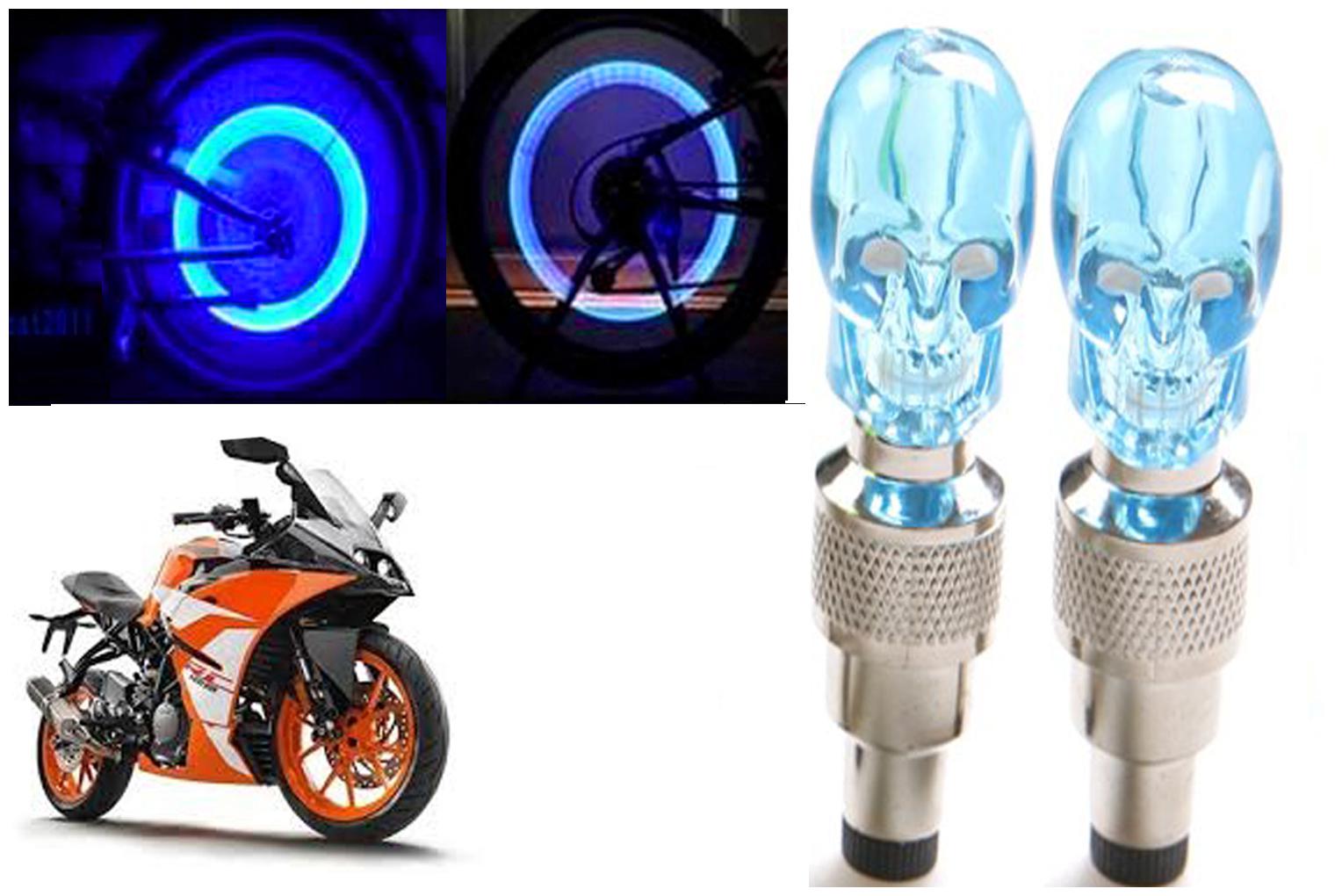 

SHOP4U( Unbranded ) Bike Skull Tyre Blue LED With Motion Sensor Light for KTM RC 125