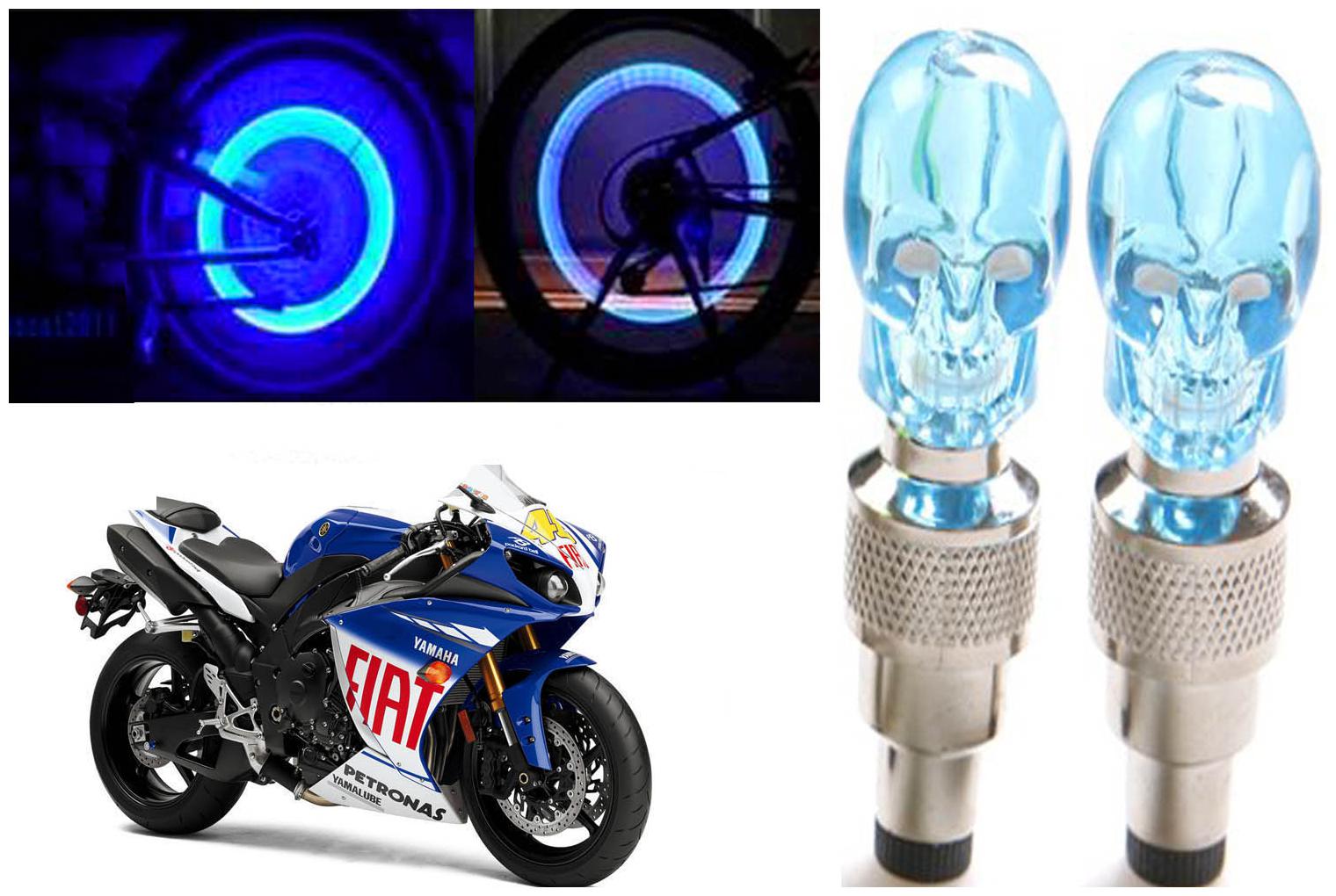 

SHOP4U( Unbranded ) Bike Skull Tyre Blue LED With Motion Sensor Light for Yamaha YZF R1