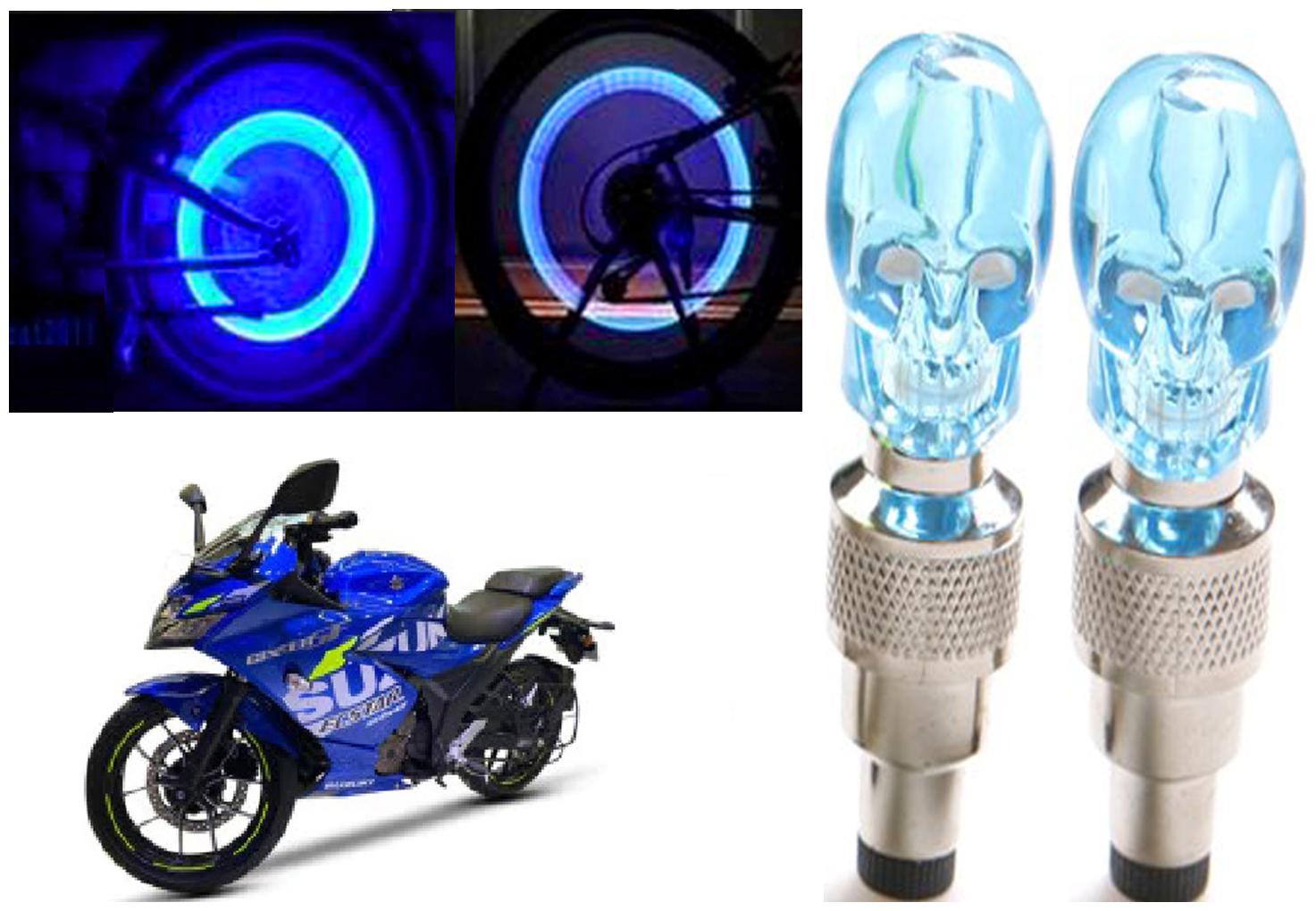 

SHOP4U( Unbranded ) Bike Skull Tyre Blue LED With Motion Sensor Light for Suzuki Gixxer SF 250 BS6