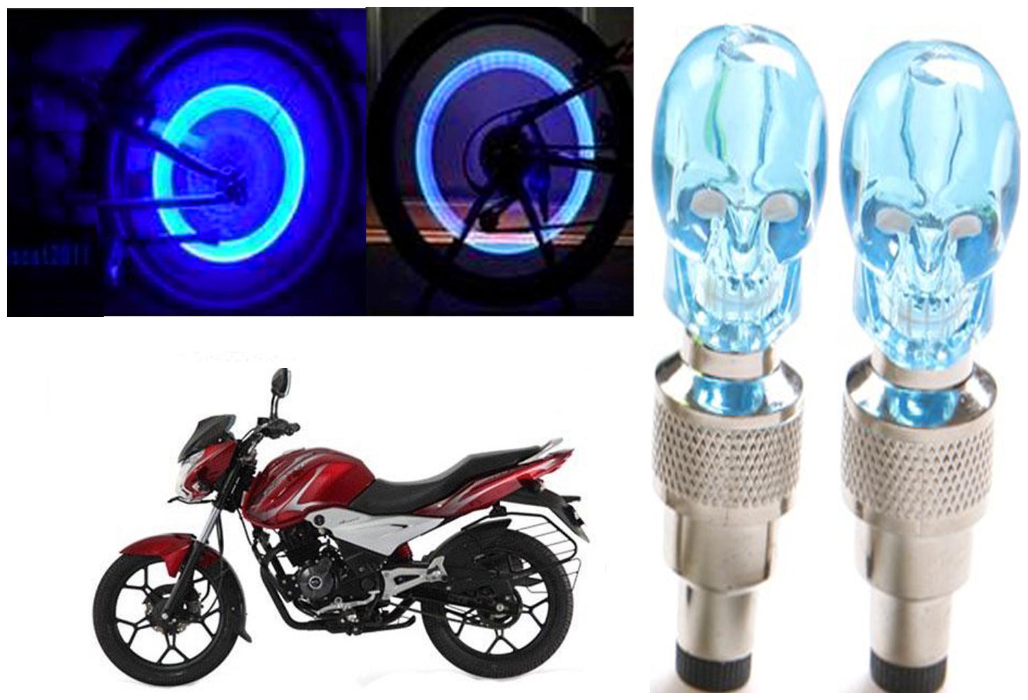 

SHOP4U( Unbranded ) Bike Skull Tyre Blue LED With Motion Sensor Light for Bajaj Discover 100T