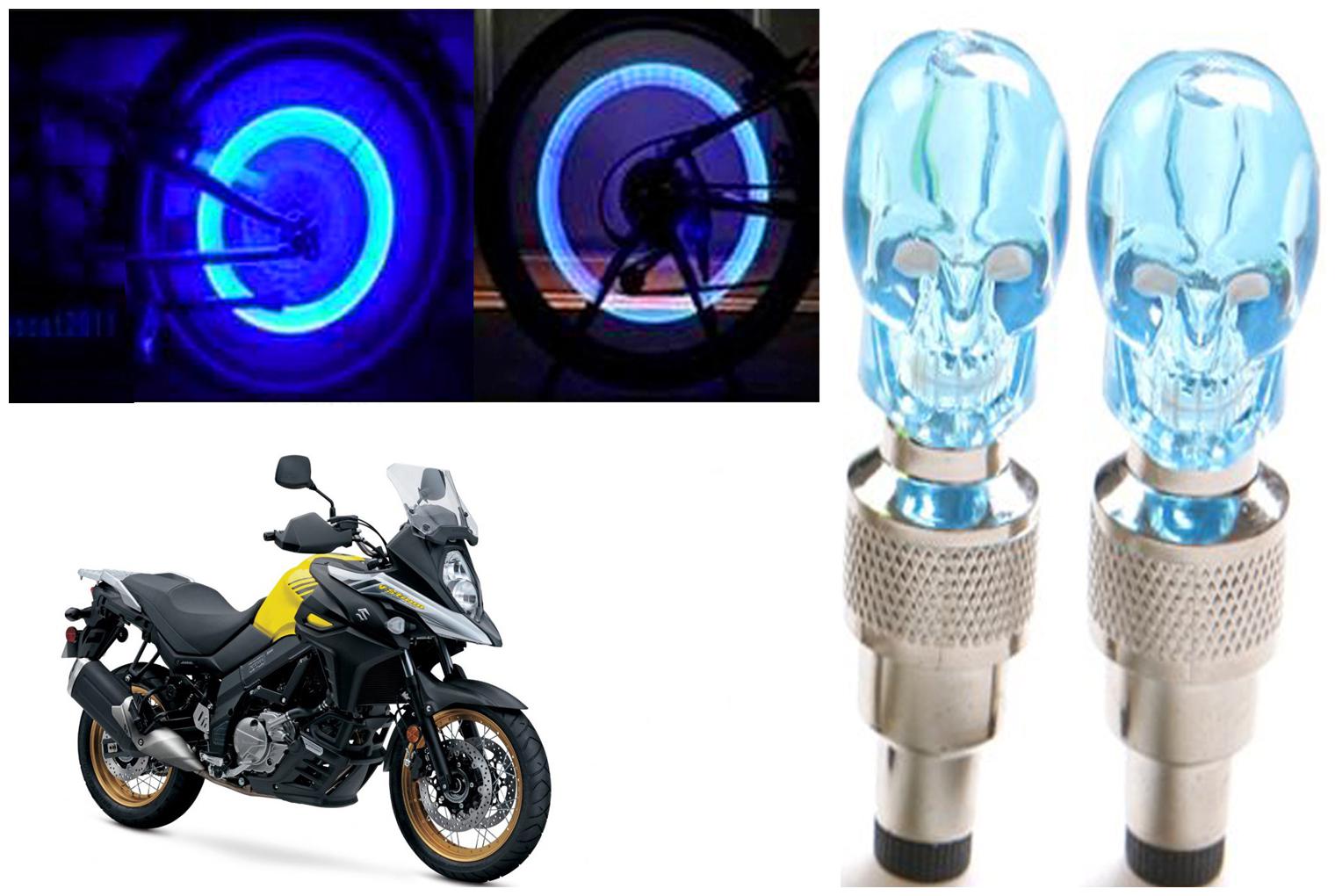 

SHOP4U( Unbranded ) Bike Skull Tyre Blue LED With Motion Sensor Light for Suzuki V Storm