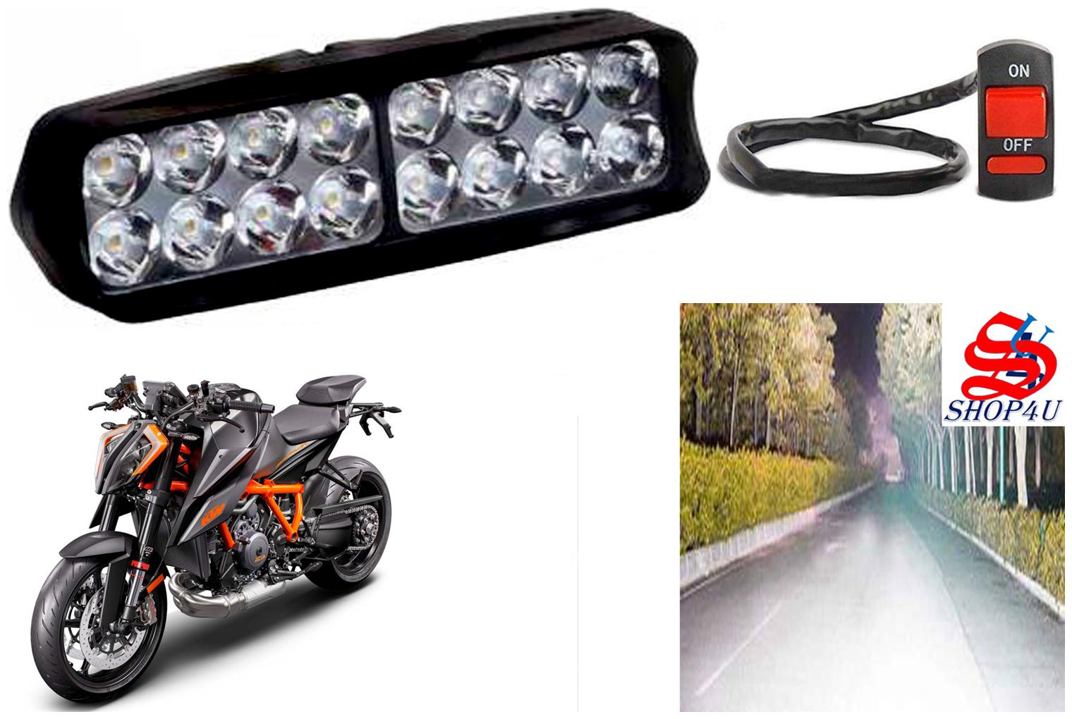 

SHOP4U Waterproof 16 LED Fog Light Head Lamp for KTM 1290 Super Duke R (Set of 1 Free On Off Switch)