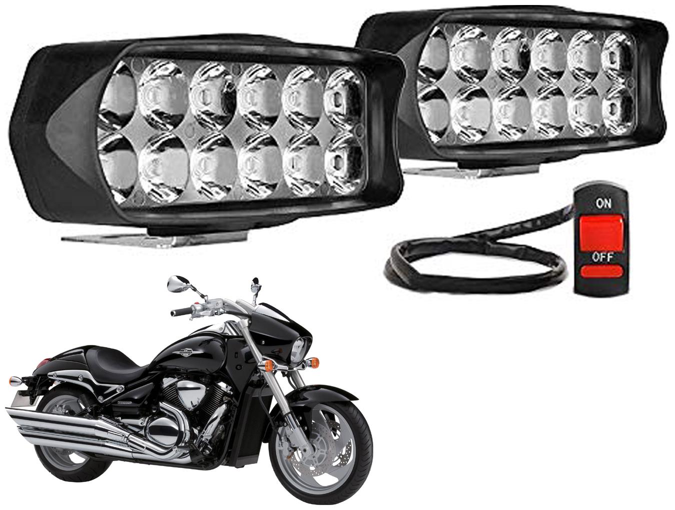 

SHOP4U Waterproof 12 LED Fog Light Head Lamp for Suzuki Intruder M1800R ( Set of 2 Free On Off Switch)