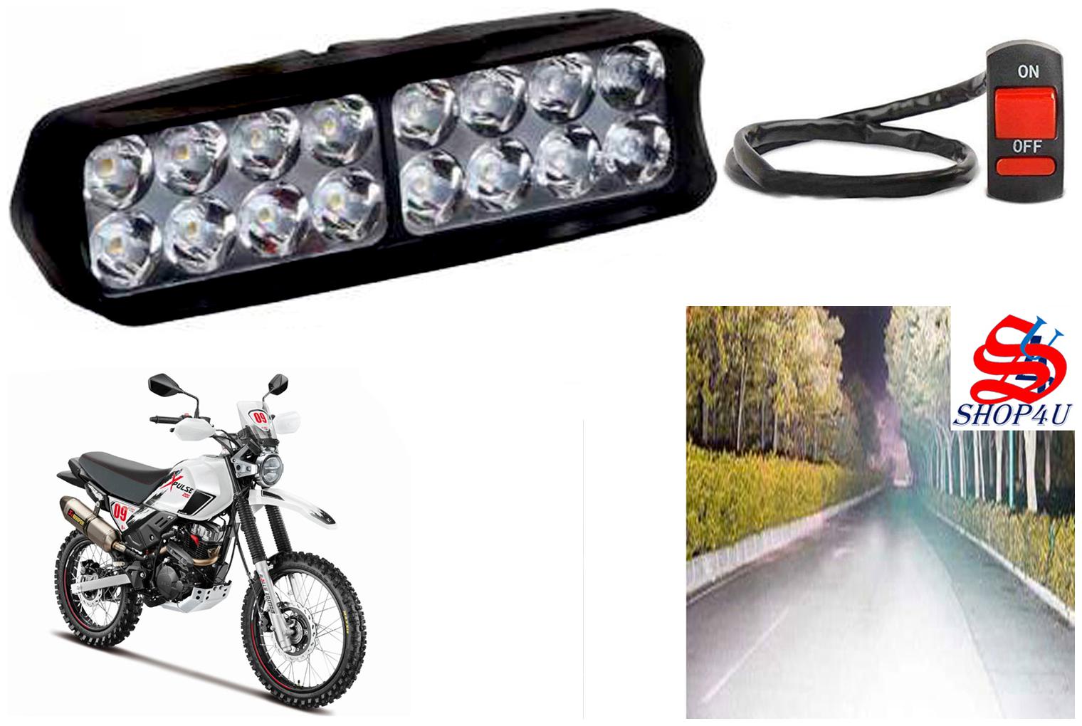 

SHOP4U Waterproof 16 LED Fog Light Head Lamp for Hero Xpulse 200 BS6 (Set of 1 Free On Off Switch)