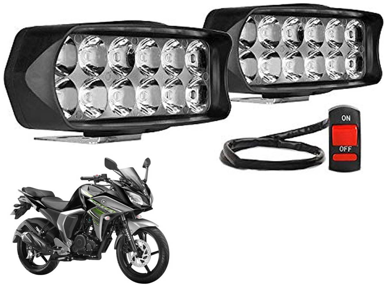 

SHOP4U Waterproof 12 LED Fog Light Head Lamp for Yamaha Fazer FI ( Set of 2 Free On Off Switch)
