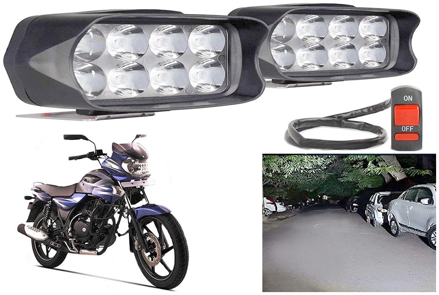 

SHOP4U Waterproof 8 LED Fog Light Head Lamp for Bajaj Discover 135 (Set of 2 Free On Off Switch)