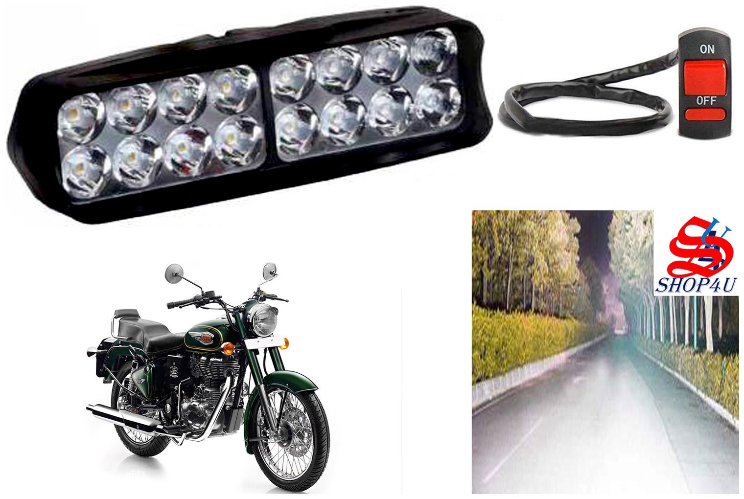 

SHOP4U Waterproof 16 LED Fog Light Head Lamp for Royal Enfield Bullet 500 (Set of 1 Free On Off Switch)