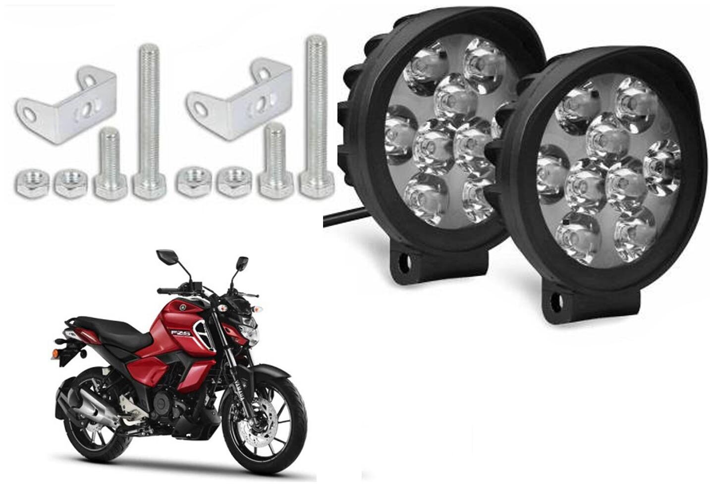 

SHOP4U Waterproof 9 Round Cap LED Fog Light Head Lamp for Yamaha FZS-FI V3 BS6 (Set of 2 Free On Off Switch)