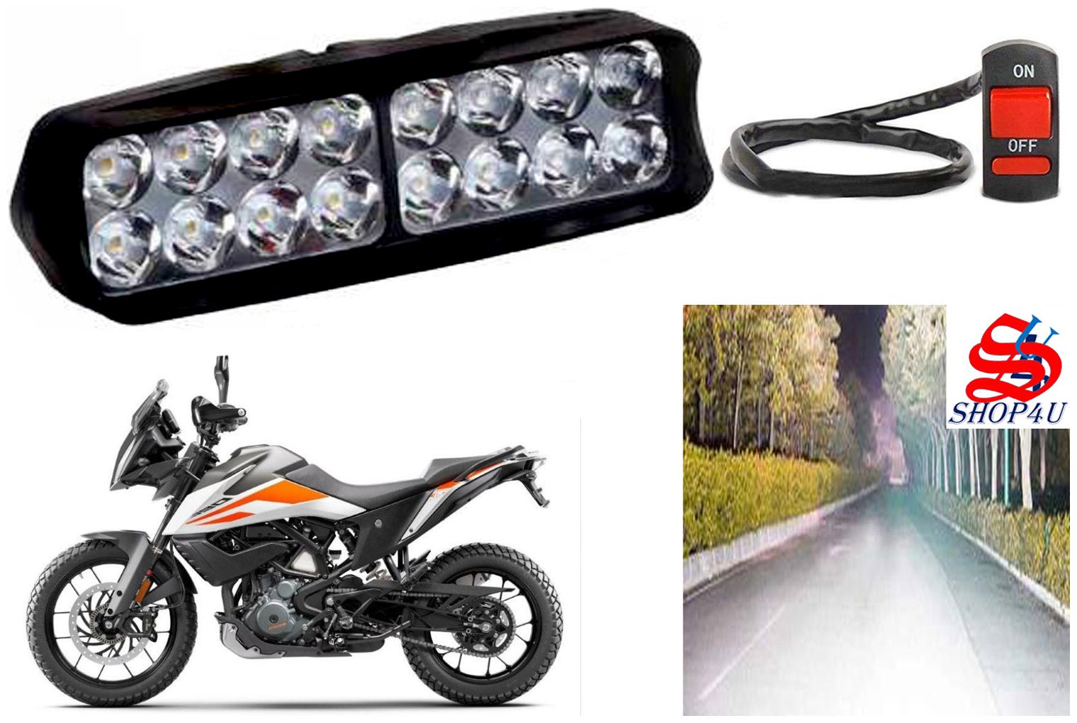

SHOP4U Waterproof 16 LED Fog Light Head Lamp for KTM 390 Adventure (Set of 1 Free On Off Switch)