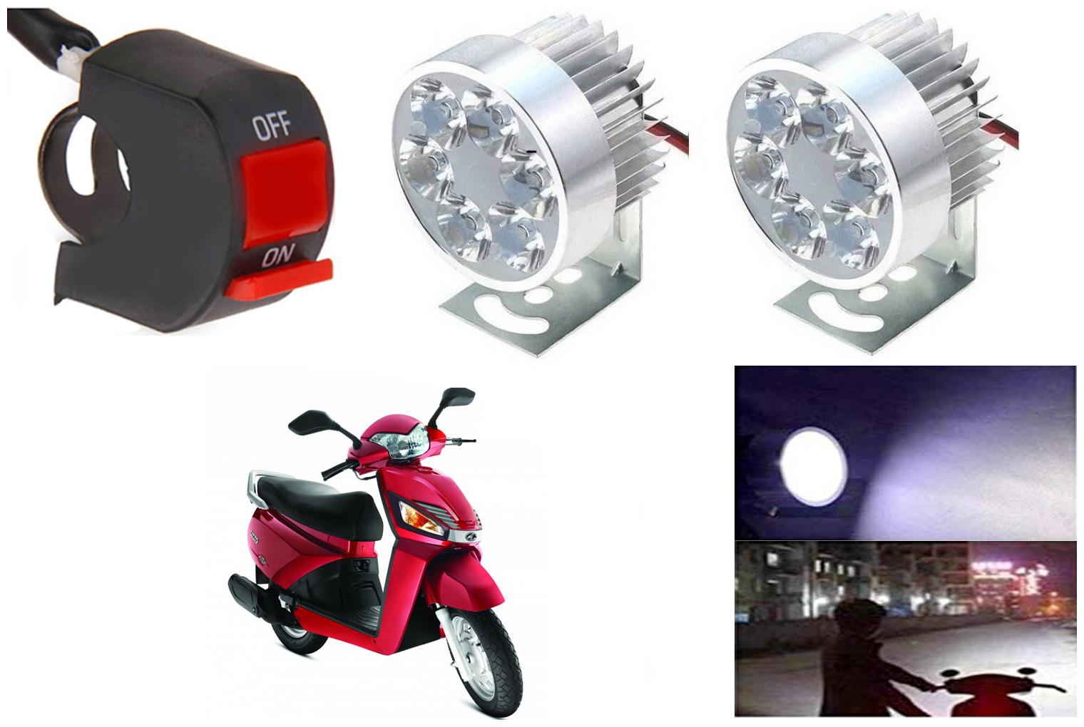

SHOP4U Waterproof 6 LED Fog Light Head Lamp for Mahindra Gusto (Set of 2 Silver Free On Off Switch)