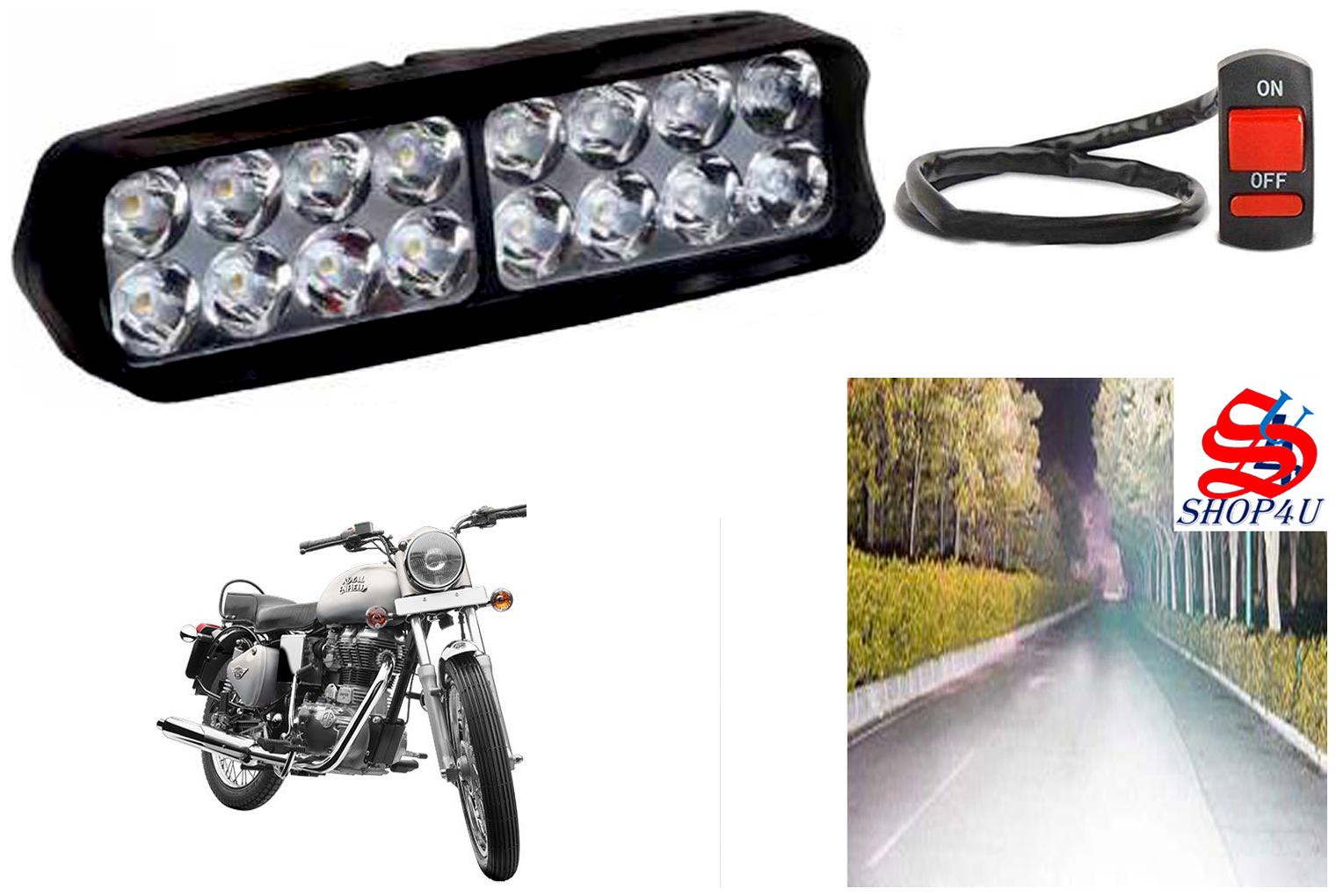 

SHOP4U Waterproof 16 LED Fog Light Head Lamp for Royal Enfield Bullet 350 (Set of 1 Free On Off Switch)