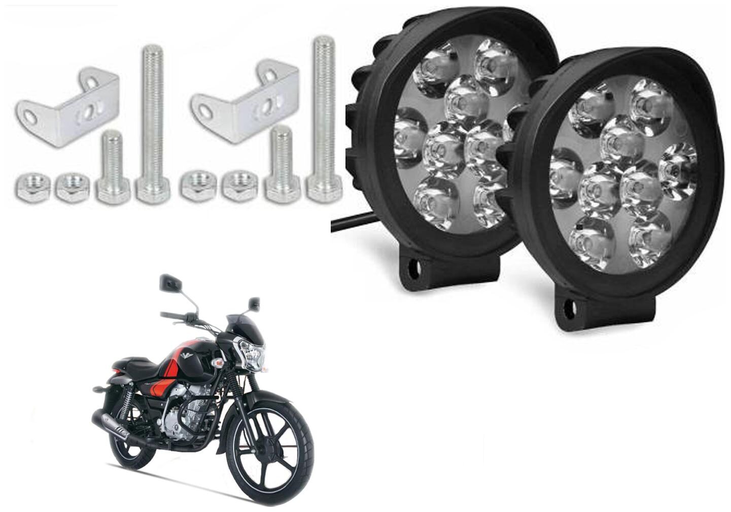 

SHOP4U Waterproof 9 Round Cap LED Fog Light Head Lamp for Bajaj V12 (Set of 2 Free On Off Switch)