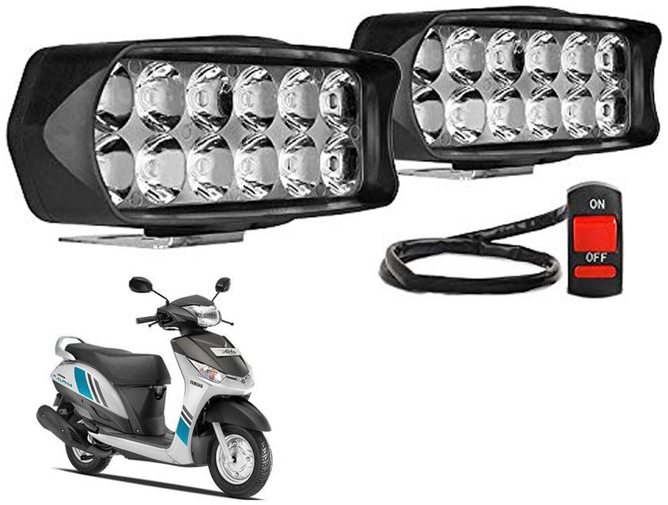 

SHOP4U Waterproof 12 LED Fog Light Head Lamp for Yamaha Alpha ( Set of 2 Free On Off Switch)