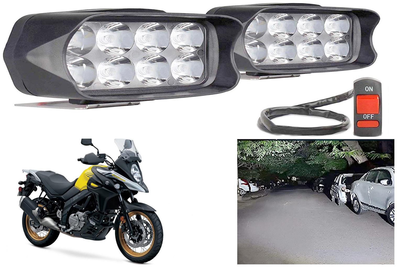 

SHOP4U Waterproof 8 LED Fog Light Head Lamp for Suzuki V Storm (Set of 2 Free On Off Switch)