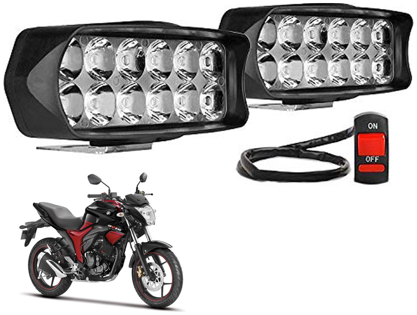 

SHOP4U Waterproof 12 LED Fog Light Head Lamp for Suzuki Gixxer ( Set of 2 Free On Off Switch)
