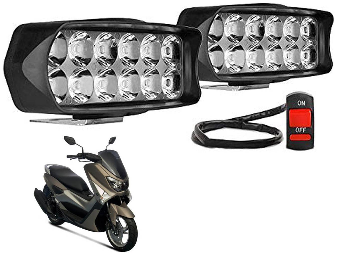

SHOP4U Waterproof 12 LED Fog Light Head Lamp for Yamaha N Max ( Set of 2 Free On Off Switch)