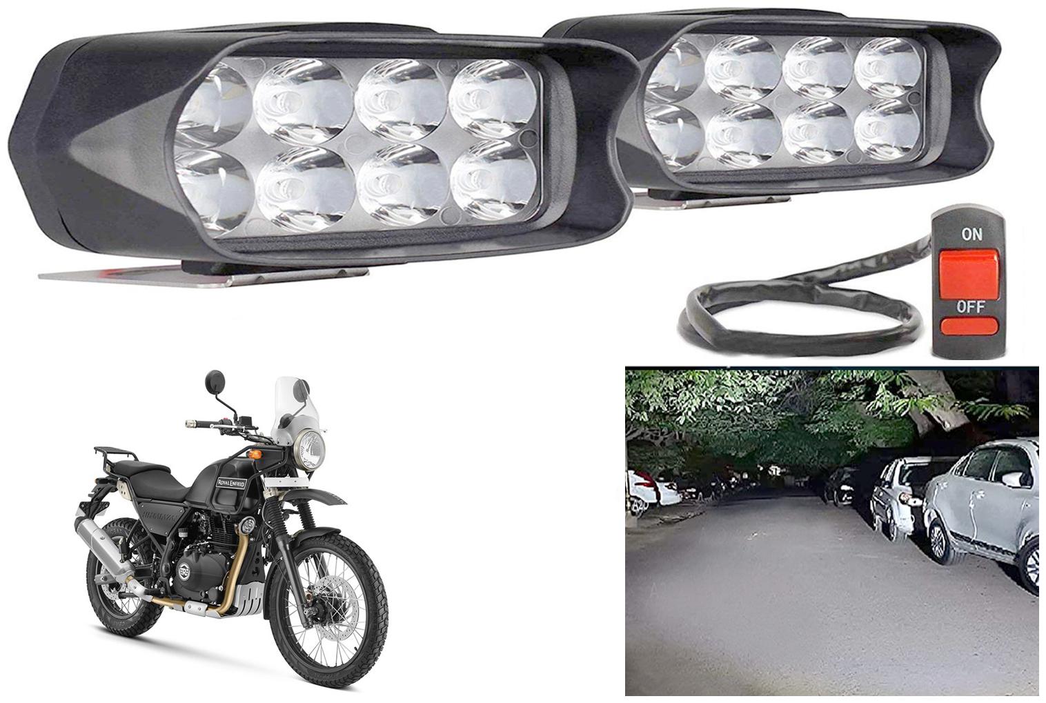 

SHOP4U Waterproof 8 LED Fog Light Head Lamp for Royal Enfield Himalayan (Set of 2 Free On Off Switch)