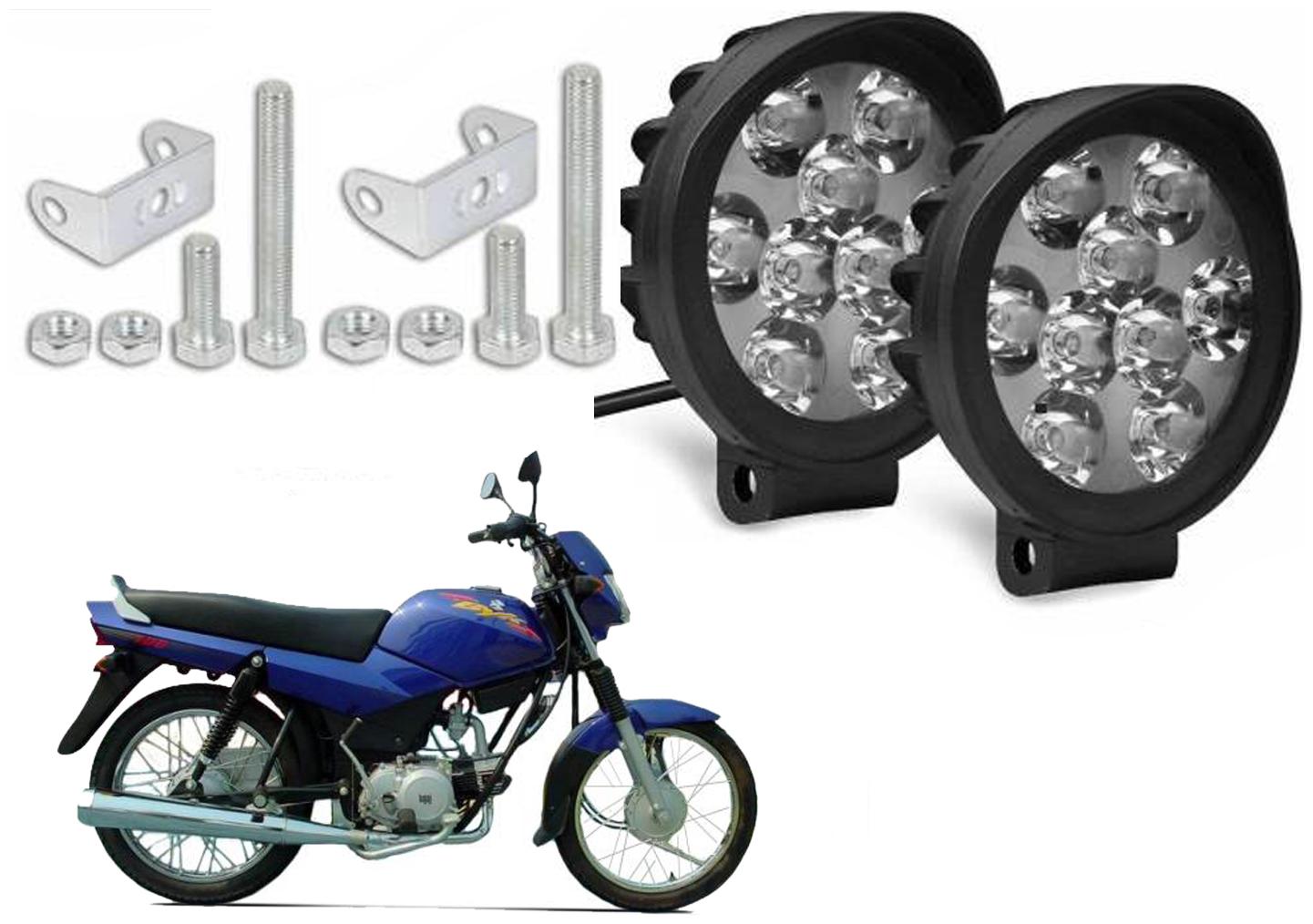 

SHOP4U Waterproof 9 Round Cap LED Fog Light Head Lamp for Bajaj Byk 100 (Set of 2 Free On Off Switch)