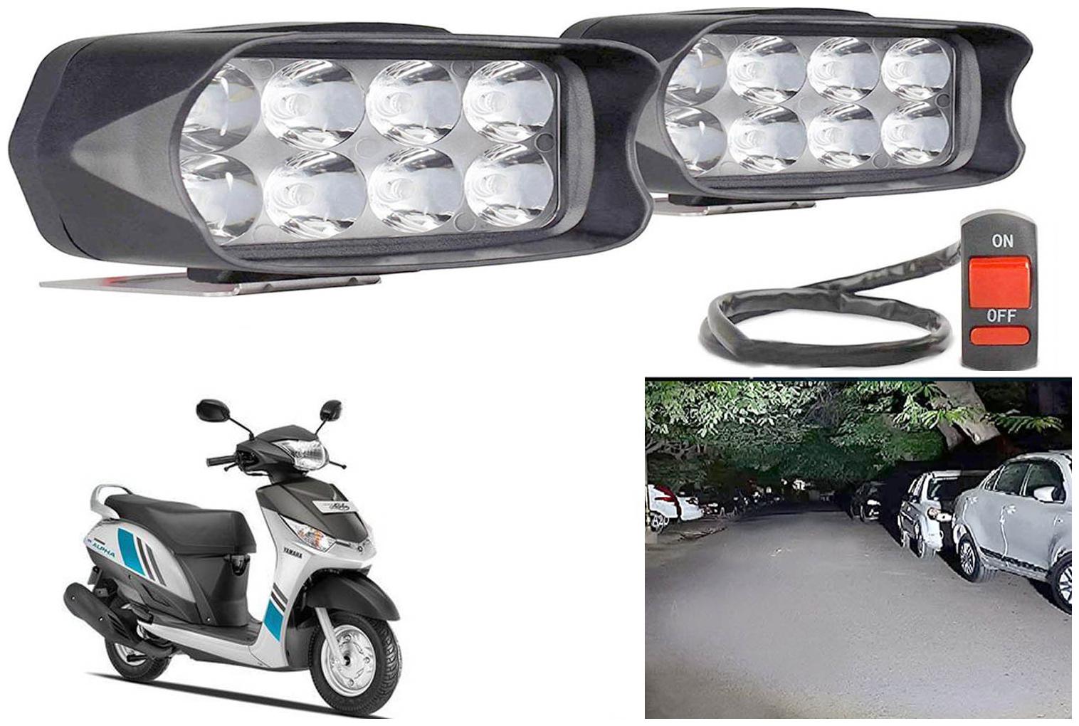 

SHOP4U Waterproof 8 LED Fog Light Head Lamp for Yamaha Alpha (Set of 2 Free On Off Switch)