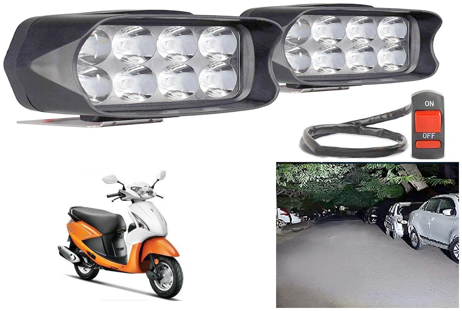 

SHOP4U Waterproof 8 LED Fog Light Head Lamp for Hero Pleasure (Set of 2 Free On Off Switch)